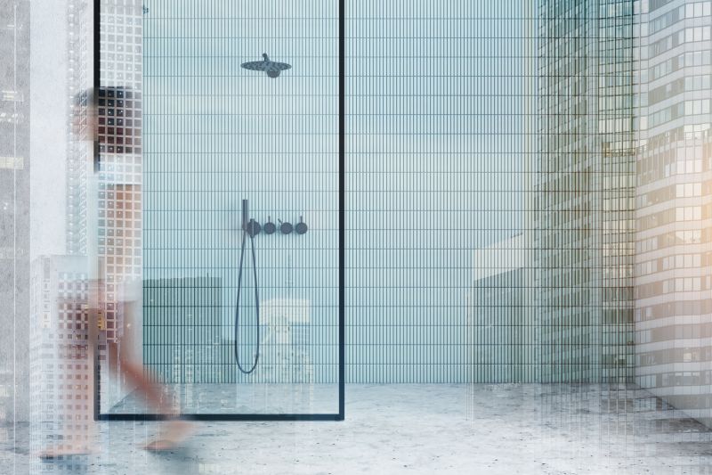 Corner Shower with Tiled Walls